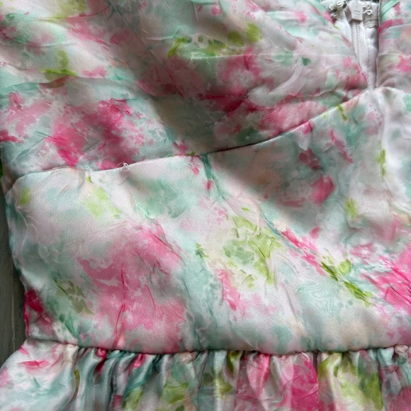 ML Monique Lhuillier Floral Organza Strapless Pink Midi Dress Sweetheart Size 8 - Picture 5 of 11